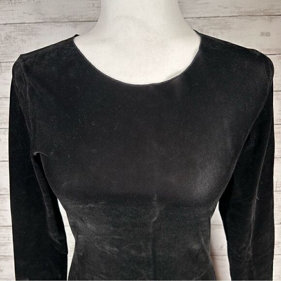 Free People Intimately Countdown Flock Black Velvet Long Sleeve Stretch XS NEW - Picture 4 of 5